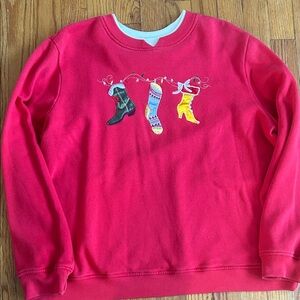 Kim Rogers Red Sweatshirt with Festive Embroidery